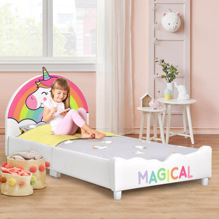 Twin Size Upholstered Platform Bed for Kids – Stylish and Durable Children's Single Bed