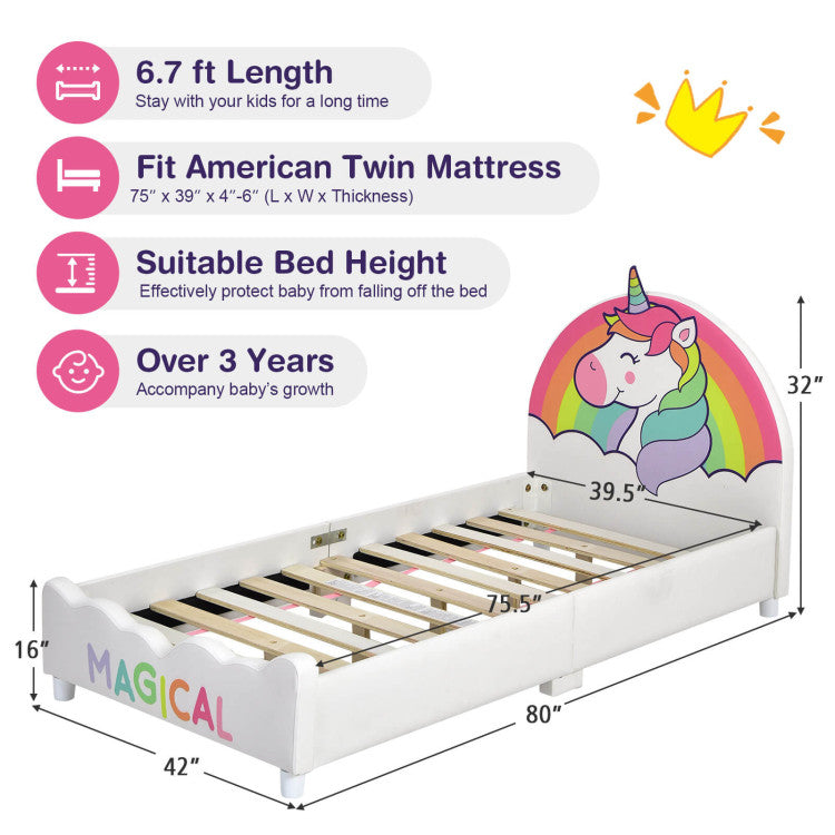 Twin Size Upholstered Platform Bed for Kids – Stylish and Durable Children's Single Bed