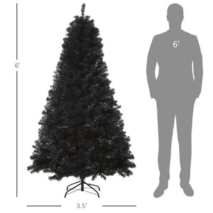 Unlit Douglas Fir Artificial Christmas Tree with Realistic Branches, Black Halloween Style