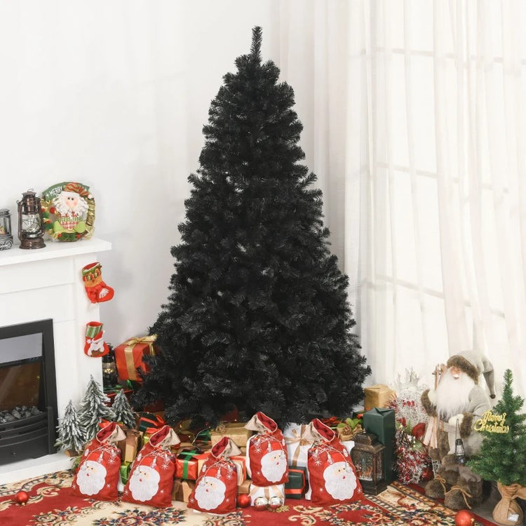 Unlit Douglas Fir Artificial Christmas Tree with Realistic Branches, Black Halloween Style