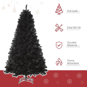 Unlit Douglas Fir Artificial Christmas Tree with Realistic Branches, Black Halloween Style