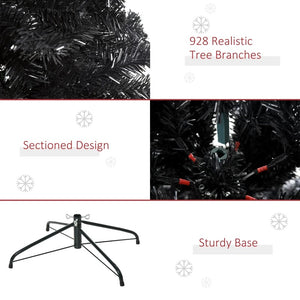 Unlit Douglas Fir Artificial Christmas Tree with Realistic Branches, Black Halloween Style