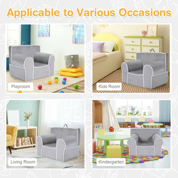 Velvet Upholstered Kids Sofa with High-Quality Sponge – Soft and Durable Seating