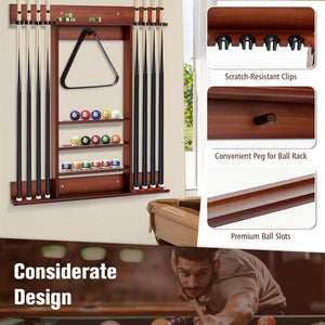 Wall-Mounted Billiards Pool Cue Rack - Space-Saving Wooden Cue Holder for Game Rooms