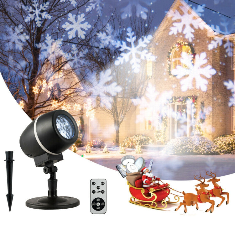 Waterproof Outdoor LED Snowflake Projector Lights with Remote Control for Christmas Decor