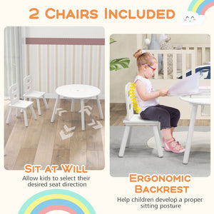 Wood Activity Table and Chair Set for Kids with Central Mesh Storage