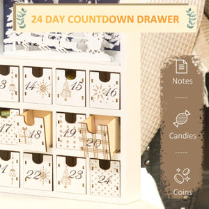 Wooden Christmas Advent Calendar Book with 24 Countdown Drawers for Kids and Adults