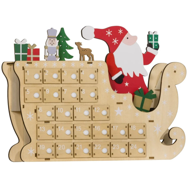 Wooden Christmas Advent Calendar with 24 Reusable Drawers for Kids andAdults