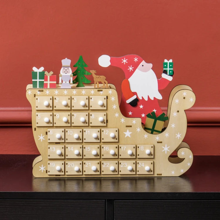 Wooden Christmas Advent Calendar with 24 Reusable Drawers for Kids andAdults