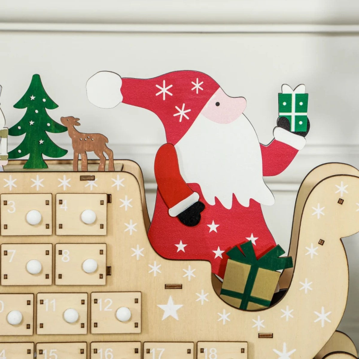 Wooden Christmas Advent Calendar with 24 Reusable Drawers for Kids andAdults