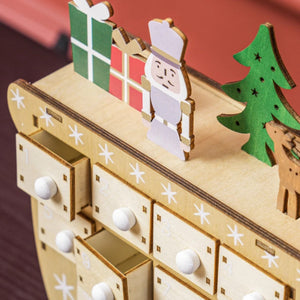 Wooden Christmas Advent Calendar with 24 Reusable Drawers for Kids andAdults