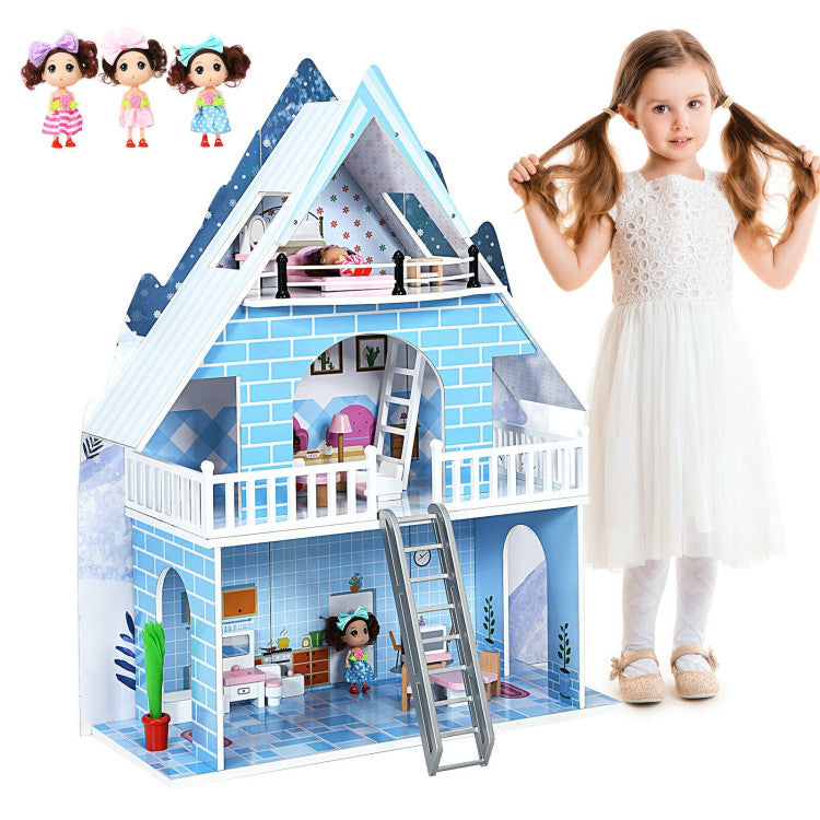 wooden dollhouse furniture set