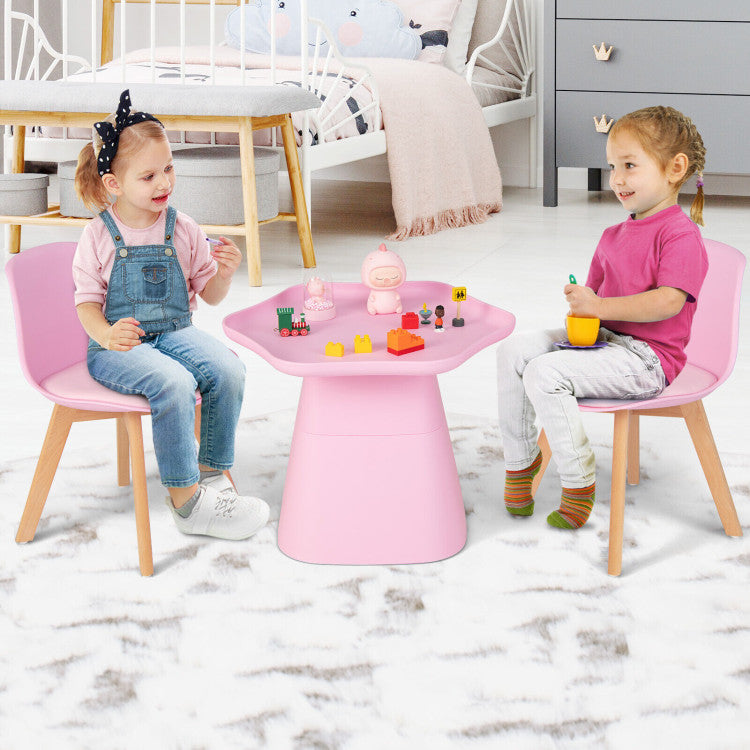 Wooden Kids Activity Table and Chair Set with Padded Seats for Fun and Comfort