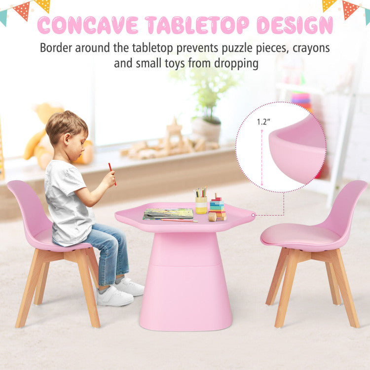 Wooden Kids Activity Table and Chair Set with Padded Seats for Fun and Comfort