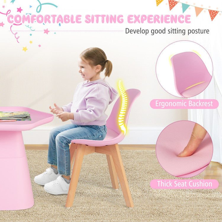 Wooden Kids Activity Table and Chair Set with Padded Seats for Fun and Comfort