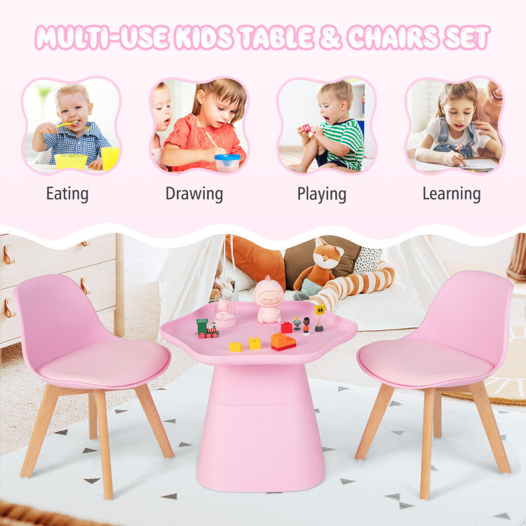 Wooden Kids Activity Table and Chair Set with Padded Seats for Fun and Comfort