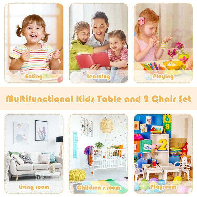 Wooden Kids Table and 2 Chairs Set – Durable Furniture for Play and Learning