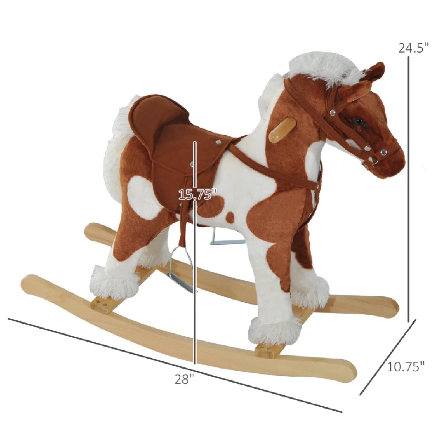 Wooden Toddler Rocking Horse, Kids Plush Rocking Chair Toy