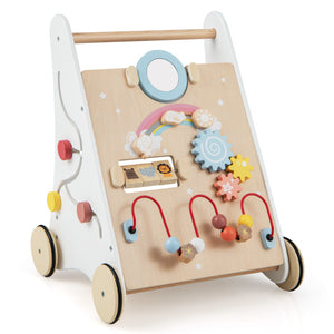 Wooden Baby Walker with Multi-Activity Center for Kids 1+ Years