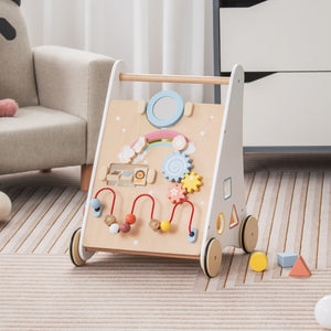 Wooden Baby Walker with Multi-Activity Center for Kids 1+ Years