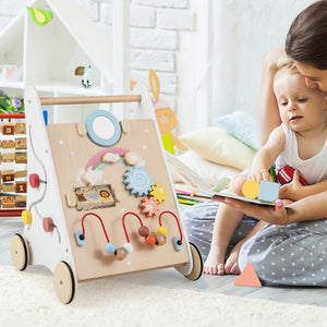 Wooden Baby Walker with Multi-Activity Center for Kids 1+ Years
