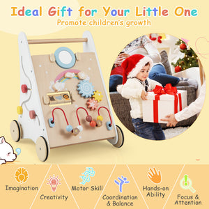 Wooden Baby Walker with Multi-Activity Center for Kids 1+ Years