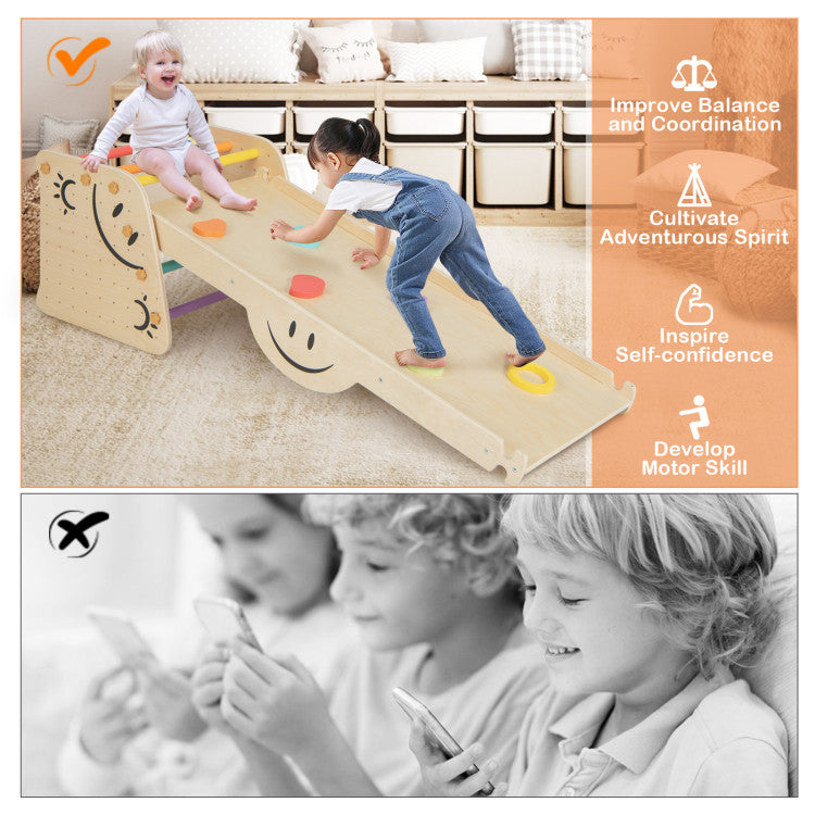 Wooden Triangle Climbing Toy Set with Seesaw | Kids' Indoor Climber & Play Equipment