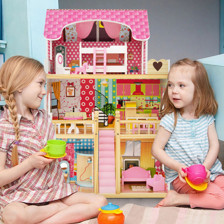 wooden dollhouse for barbies