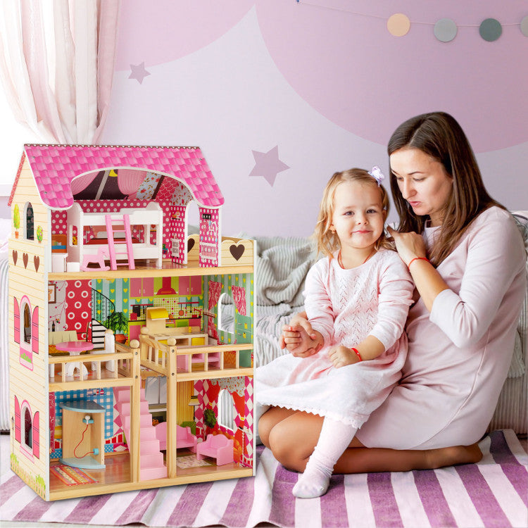 wooden dollhouse for barbies