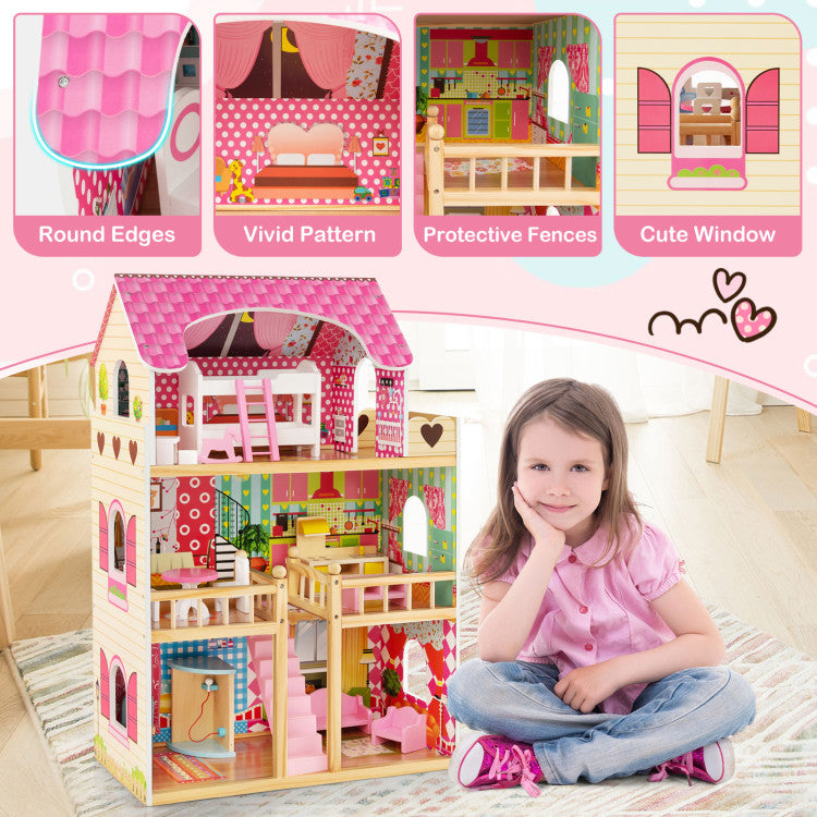 wooden dollhouse for barbies