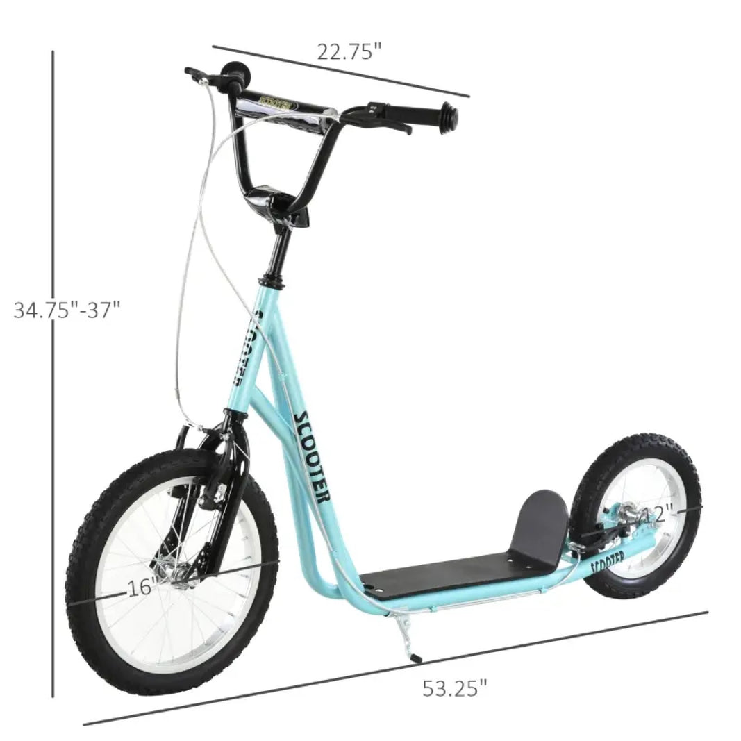 Youth Kick Scooter with Adjustable Handlebar, Dual Brakes & Inflatable Wheels