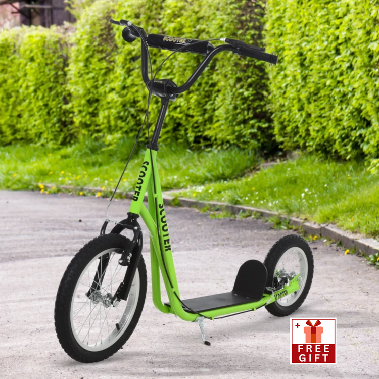 Youth Kick Scooter with Adjustable Handlebar, Dual Brakes & Inflatable Wheels