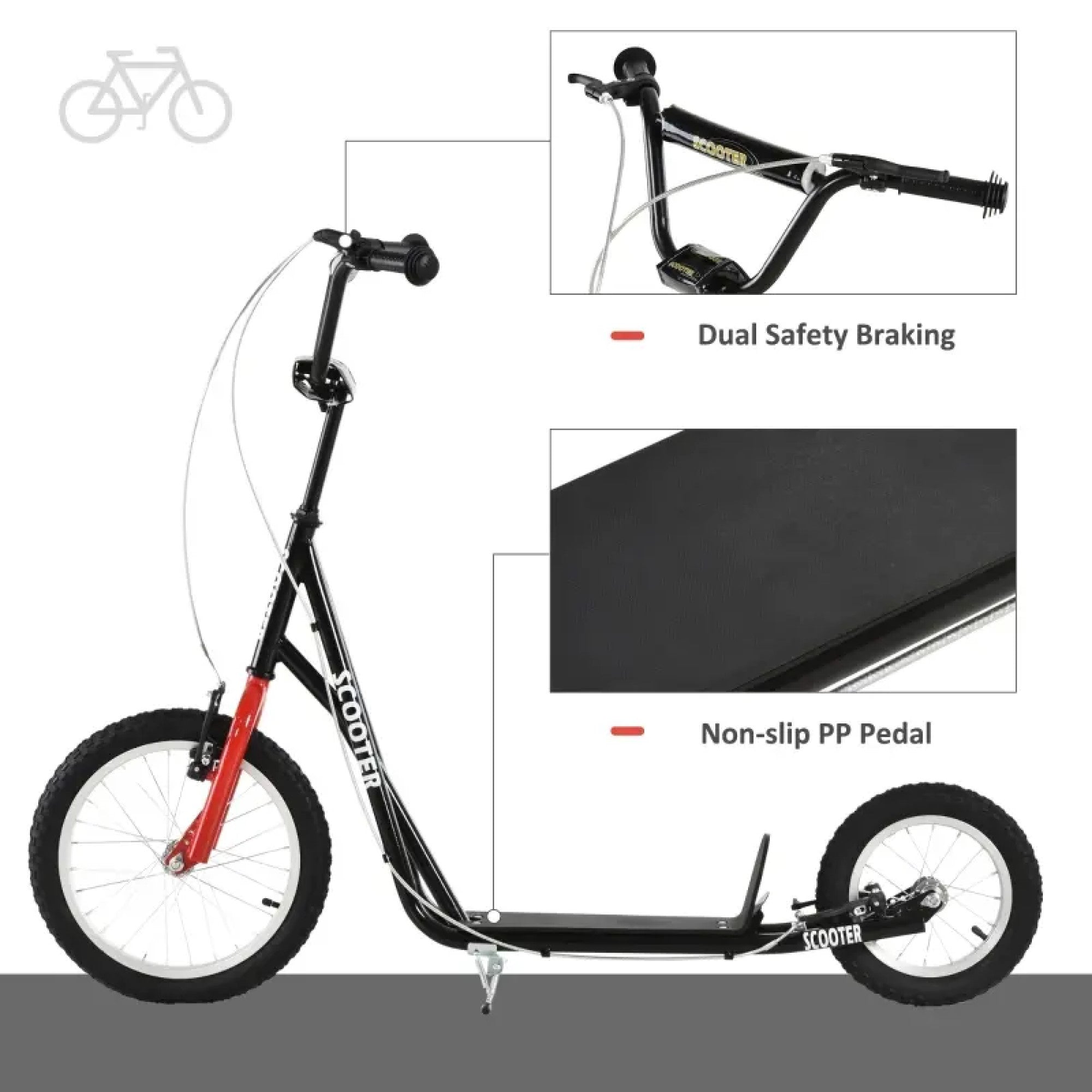 Youth Kick Scooter with Dual Brakes & Adjustable Handlebar