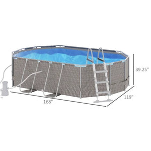 Above ground frame pool with safety ladder
