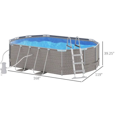 Above ground frame pool with safety ladder