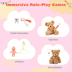 Immersive role-play games with toys on a pink background