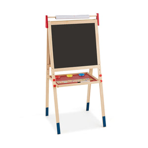 Adjustable wooden kids art easel with magnetic drawing boards