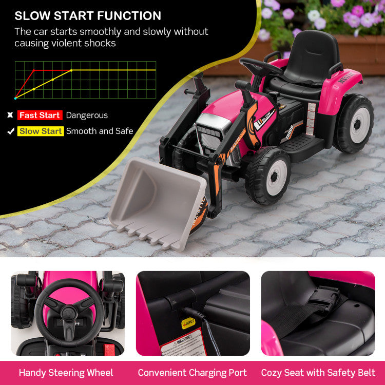 All-terrain kids ride on digger with durable wheels