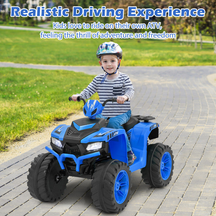 All-terrain kids ride-on quad with treaded tires