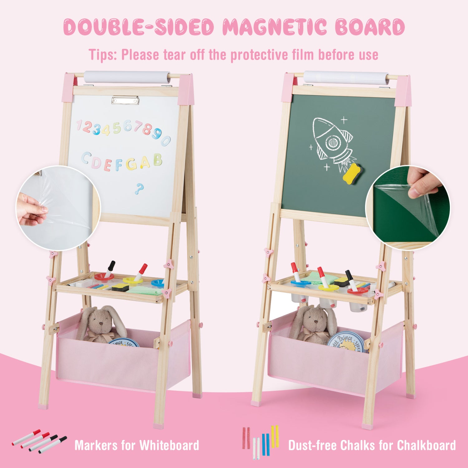Kids easel with magnetic letters numbers and art accessories