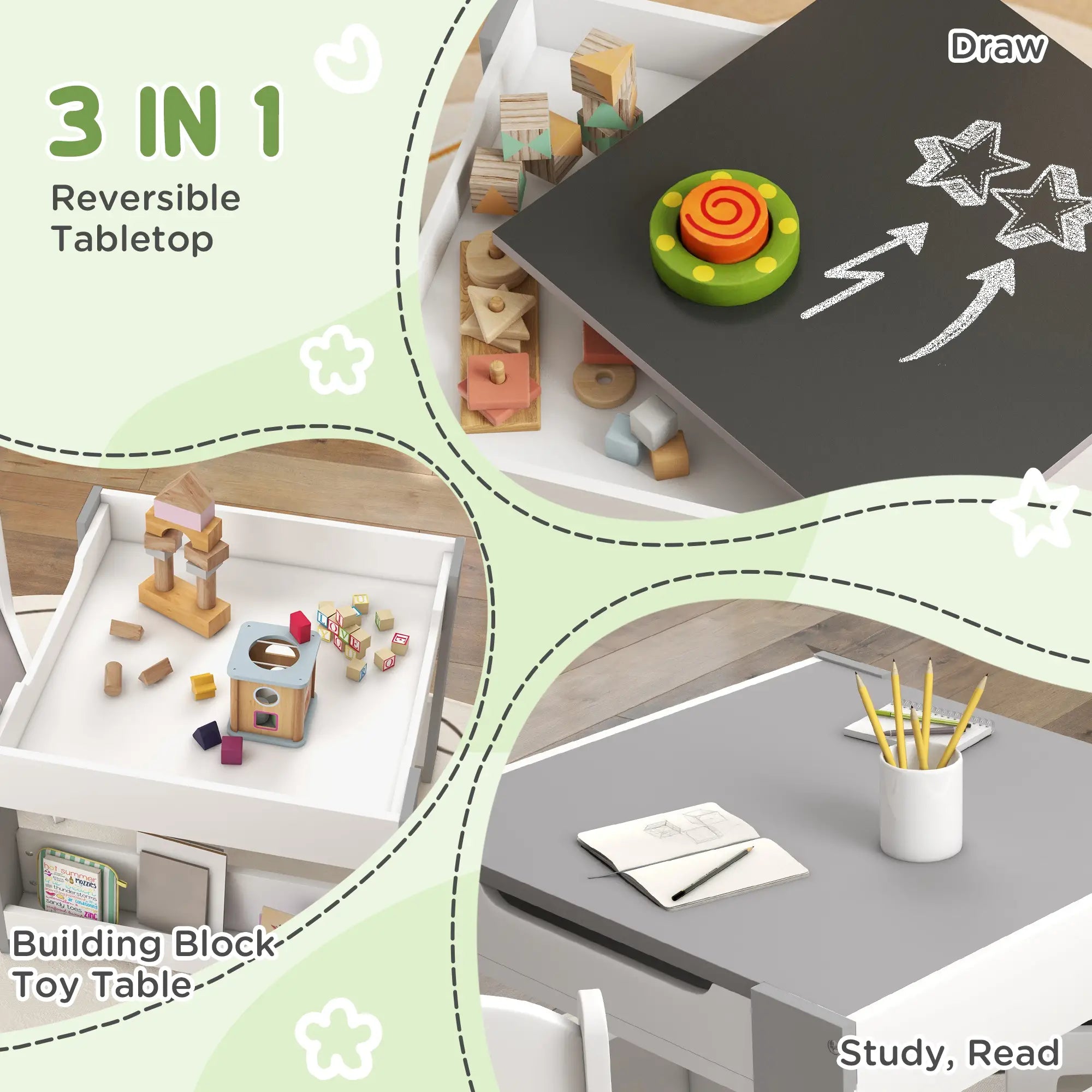 Art table for kids with storage