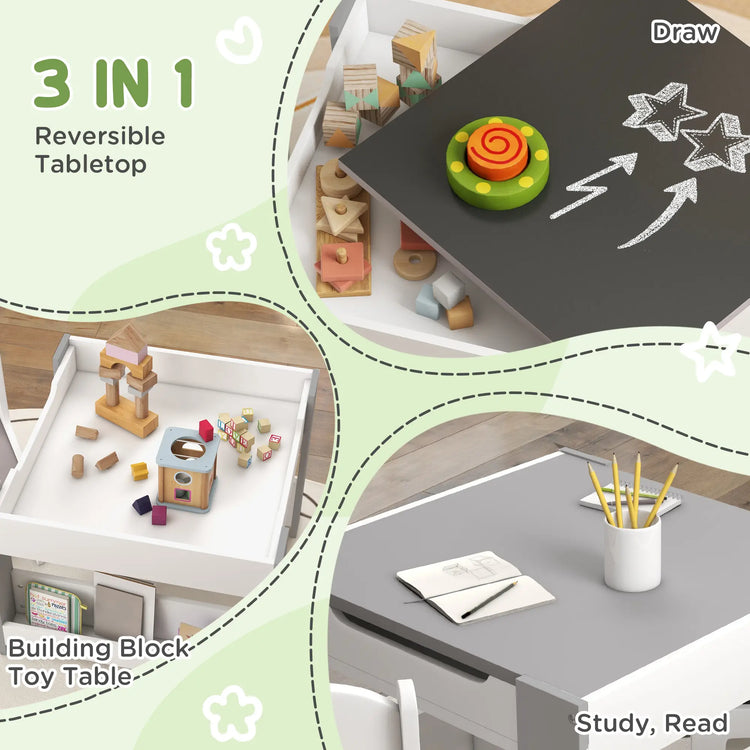 Art table for kids with storage