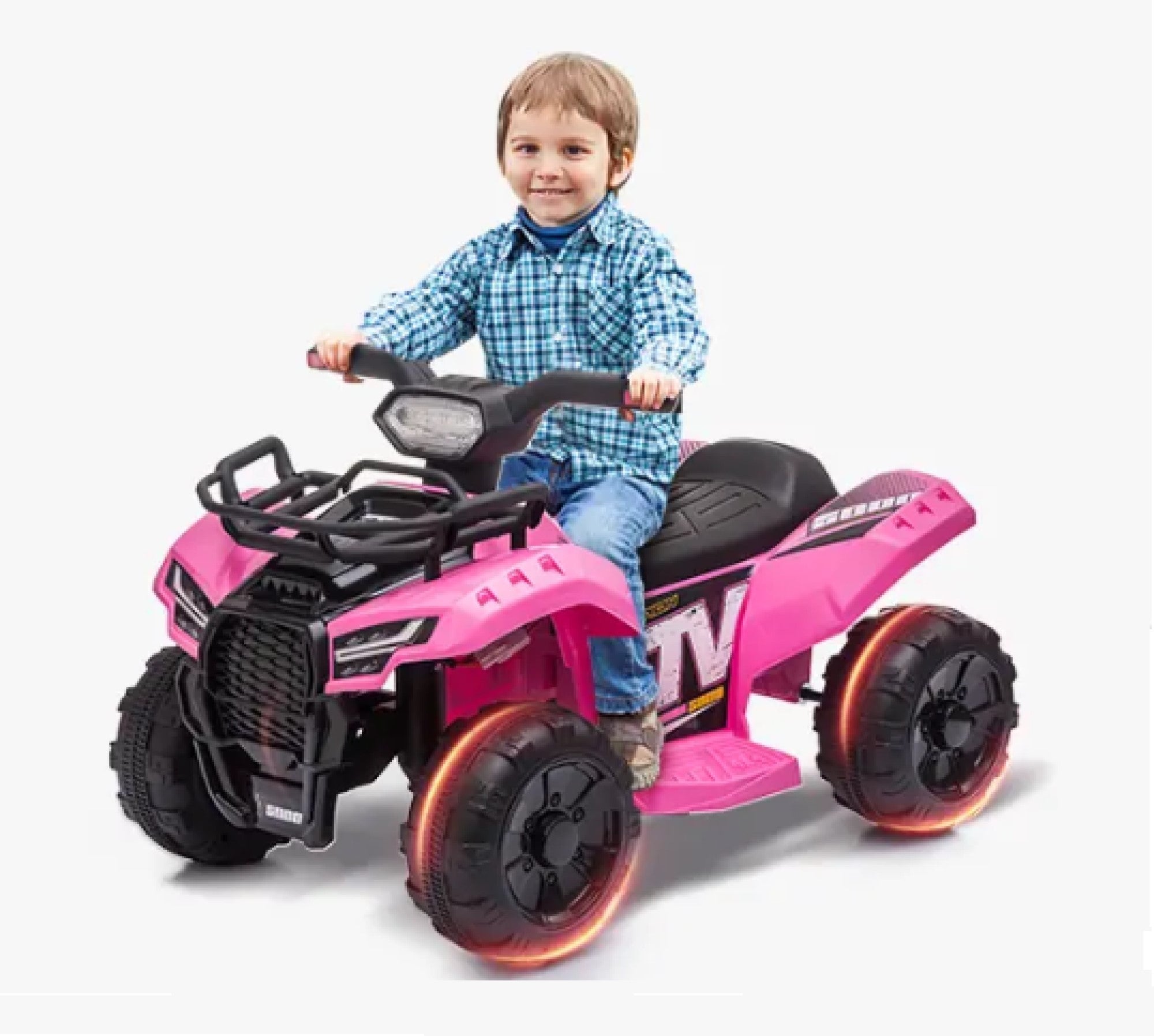 Tobbi 6V Electric Toddler Ride On ATV, Battery Operated 4-Wheeler Quad Toy Car with Front Storage Baskets - Toddler Electric ATV, Toys Ride on Light Pink