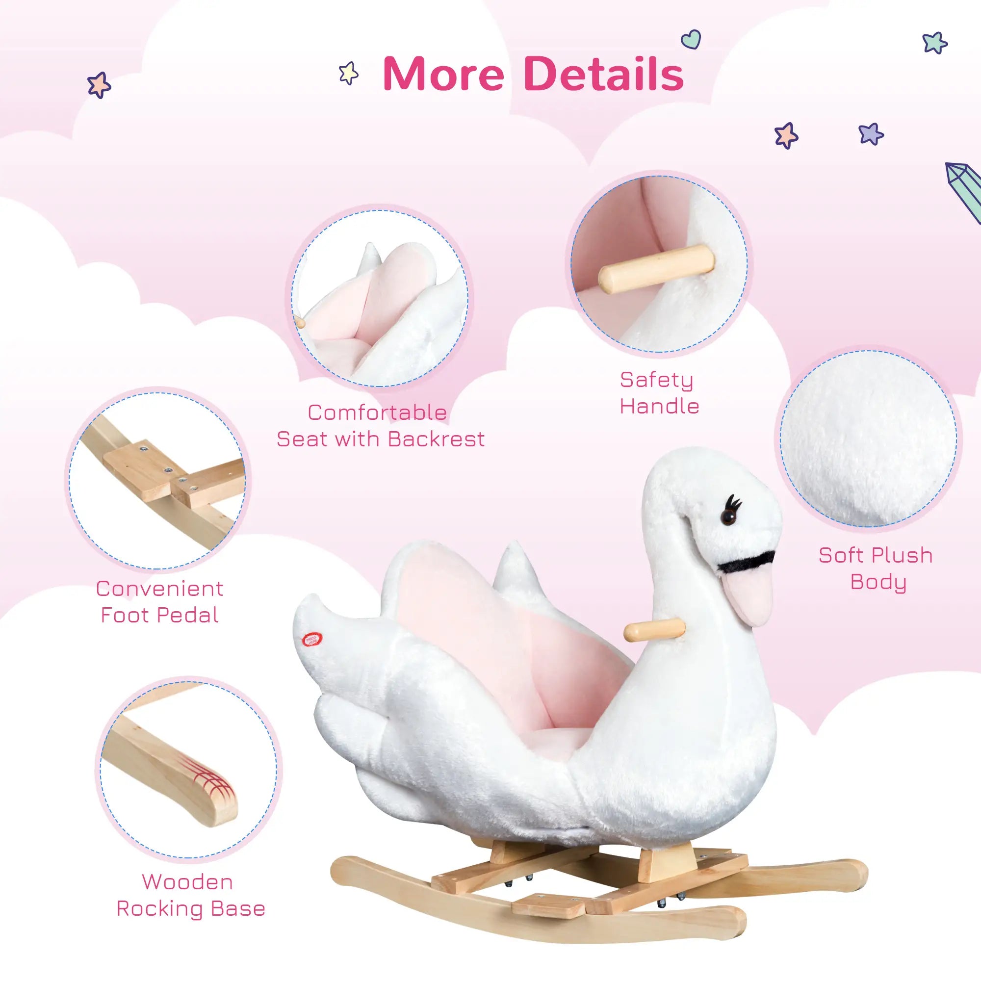 Baby ride-on rocking toy with safety strap