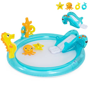 Kids inflatable water play center for backyard fun