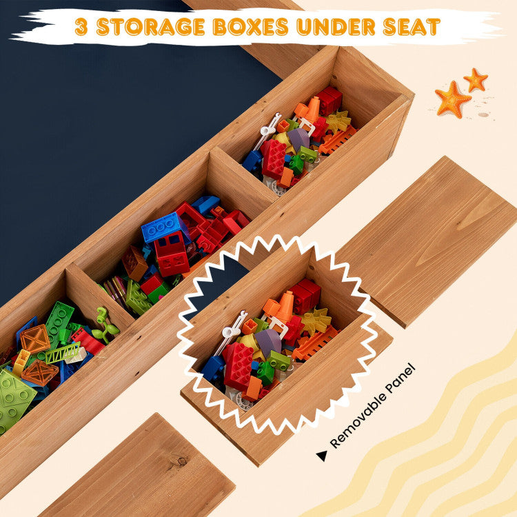 Backyard sandbox with cover and seating
