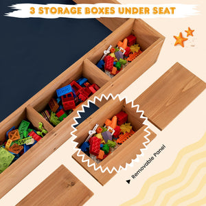 Backyard sandbox with cover and seating