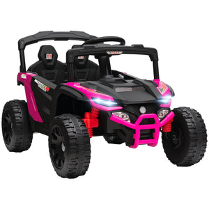 Pink and black toy off-road vehicle on a white background