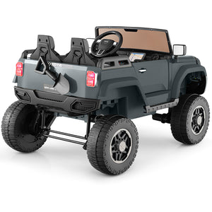 Gray toy truck with large wheels on a white background