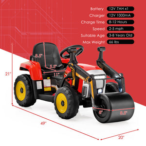 Battery-powered kids road roller with remote control